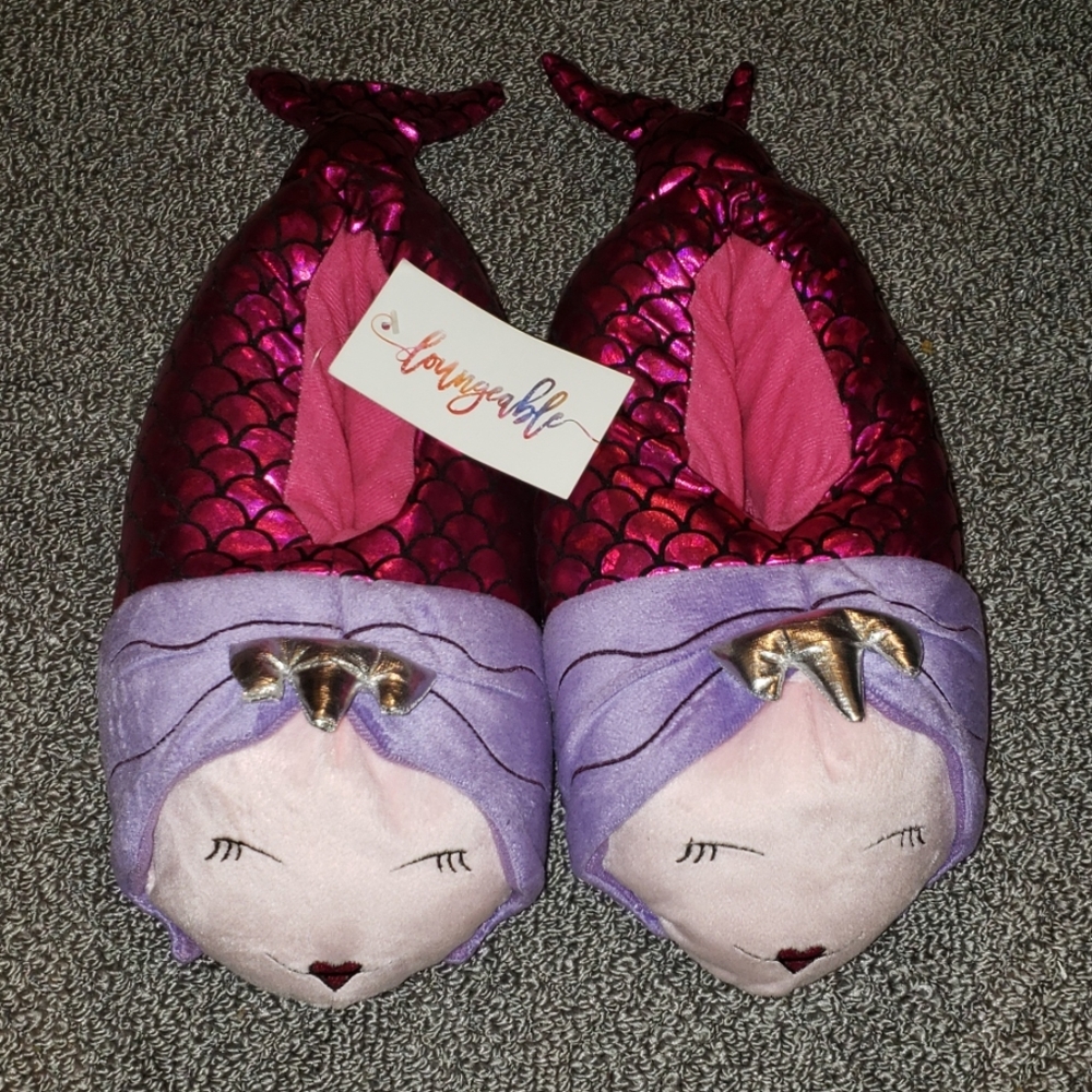 Loungable Metallic Crown Mermaid Slippers